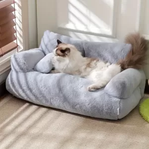 Cama Sofá Acogedora y Antideslizante para Gatos y Perros Pequeños - Cama Lavable de Fibra de Poliéster con Cojín Suave - Ideal para el Invierno