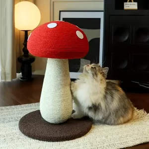 Rascador para Gatos en Forma de Hongo Rojo con Cuerda de Sisal: Protege tus Muebles y Brinda Diversión a tu Mascota