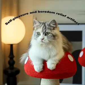 Rascador para Gatos en Forma de Hongo Rojo con Cuerda de Sisal: Protege tus Muebles y Brinda Diversión a tu Mascota