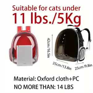 Mochila para Transporte de Gatos con Ventana Transparente y Diseño Respirable: Perfecta para Viajes y Paseos.