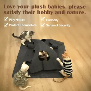 Alfombra Interactiva para Gatos con Cama Plegable y Abertura para Juegos y Entrenamiento