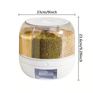 Dispensador de Arroz de Gran Capacidad Giratorio - Diseño Dividido y Sellado Antihumedad y Antiinsectos para Almacenamiento en Cocina