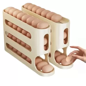 Dispensador de Huevos de Gran Capacidad de 4 Niveles - Material Duradero PP, Caja Organizadora para Puerta del Refrigerador
