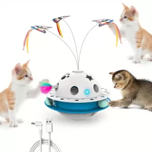 Juguete Interactivo Electrónico 3 en 1 para Gatos - Pelotas, Plumas y Diversión sin Fin