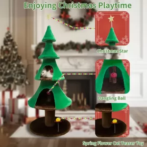 Árbol de Navidad para Gatos de 60 Pulgadas - Torre Multi-nivel con Apartamentos y Camas Espaciosas
