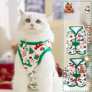 Chaleco Navideño para Gatos: Diseño 3D de Muñeco de Nieve con Forro de Felpa