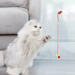 Varita de Juguete para Gatos con Diseño Navideño y Bola de Peluche