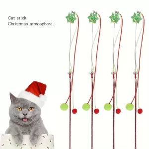 Varita de Juguete para Gatos con Diseño Navideño y Bola de Peluche