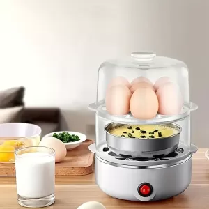 Mini Stainless Steel Automatic Egg Cooker with Power-Off Protection and Anti-Dry-Burning Feature – Ideal for Home, Office, and Kitchen Use
