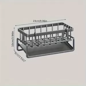 Organizador de Fregadero Multifuncional de Cocina con Bandeja de Drenaje y Soporte para Paños