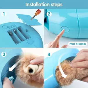 Interactive Cat Toy with Fluffy Tail and Squeak – Smart Mouse Hole Game with Automatic On/Off and Plush Ball Refill