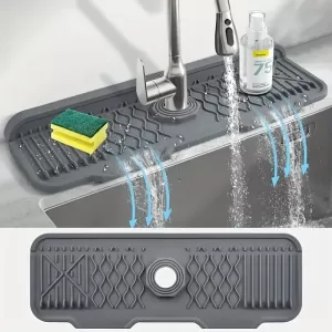 5° Slope Extended Silicone Kitchen Sink Drain Mat – Self-Draining, Foldable Edge, Easy to Clean – Ideal for All Kitchen Sinks