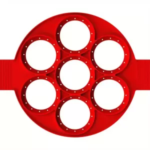 7-Hole Silicone Pancake Maker – Nonstick, Easy-to-Clean Breakfast Mold for Perfect Pancakes, Eggs, and More – Red Kitchen Gadget