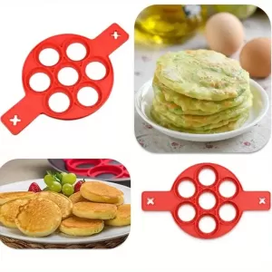 7-Hole Silicone Pancake Maker – Nonstick, Easy-to-Clean Breakfast Mold for Perfect Pancakes, Eggs, and More – Red Kitchen Gadget