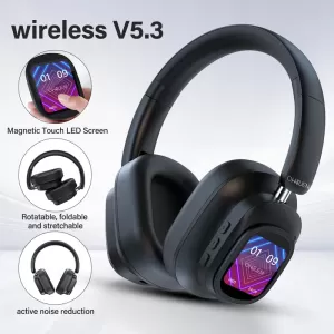 Hybrid Active Noise Cancelling Wireless Headphones – Detachable Magnetic Screen, 40-Hour Playtime, Over-Ear Bluetooth Headphones for Home, Office, and Travel