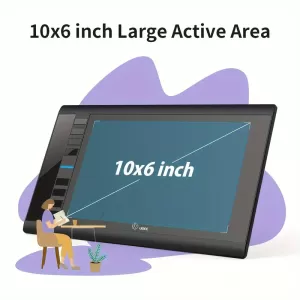 Drawing Tablet – 10 x 6 Inch Digital Graphics Tablet with Battery-Free Stylus and 8 Customizable Hotkeys – Compatible with Windows, MacBook, and Chromebook – Ideal for Artists, Designers, and Beginners