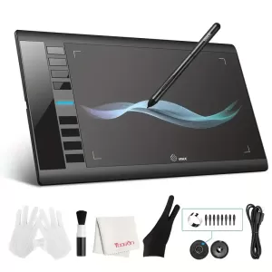 Drawing Tablet – 10 x 6 Inch Digital Graphics Tablet with Battery-Free Stylus and 8 Customizable Hotkeys – Compatible with Windows, MacBook, and Chromebook – Ideal for Artists, Designers, and Beginners
