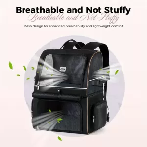 Double Compartment Pet Backpack Carrier - Ideal for 2 Cats or 1 Medium Dog