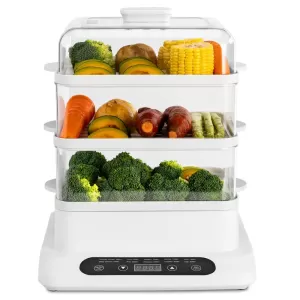 3-Tier Electric Food Steamer - Fast and Efficient Cooking with Keep Warm Function and Timer