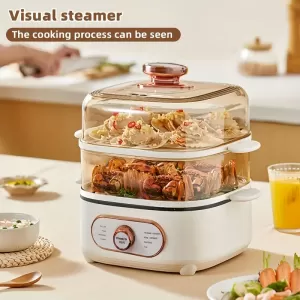 Multi-Functional Stainless Steel Steamer - Healthy Cooking with 3 Stackable Tiers and Warming Tray