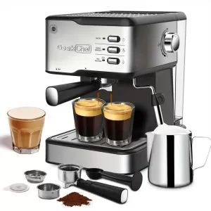 Espresso Machine with Milk Frother - 20 Bar Pressure, 950W Stainless Steel, 1.45L Water Tank - Barista Cappuccino and Latte Maker for Home Kitchen