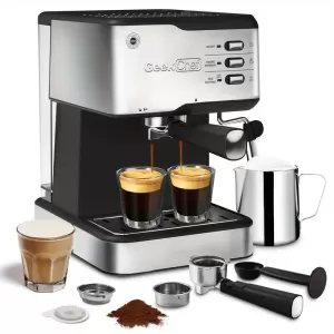Espresso Machine with Milk Frother - 20 Bar Pressure, 950W Stainless Steel, 1.45L Water Tank - Barista Cappuccino and Latte Maker for Home Kitchen
