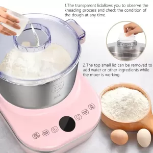 Electric Dough Maker with Ferment Function - Stainless Steel Kitchen Mixer for Bread, Pizza, Pastry, and More