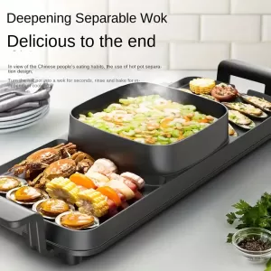 3-in-1 Electric Smokeless Indoor Grill and Hot Pot – 2200W Multifunctional Cooking Appliance