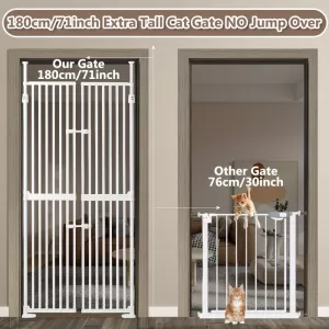 Extra Tall Cat Safety Gate with Auto-Close and Pressure-Mounted Installation