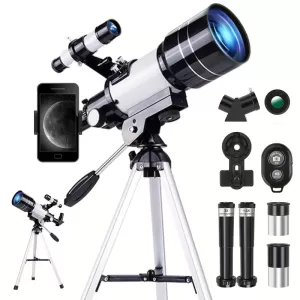 150X Portable Astronomical Telescope with 70mm Aperture for Adults & Kids — High-Powered Stargazing with Tripod, Phone Adapter & Wireless Remote