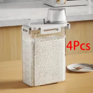 4-Piece Airtight Food Storage Containers - Insect-Proof, BPA-Free, Moisture & Leak-Resistant, Stackable Kitchen Organizer