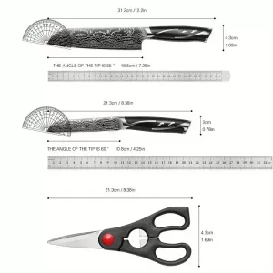7-Piece Damascus Pattern Stainless Steel Kitchen Knife Set with Universal Knife Holder – Includes Chef, Fruit, and Safety Knives