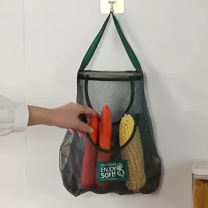 Versatile Kitchen Storage Mesh Bag - Wall-Mounted Organizer for Fruits, Vegetables, Ginger & Garlic | Essential Home Accessory