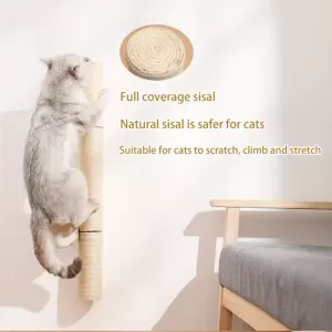 28.9'' x 2.9'' Pine Cat Scratching Post - Wall-Mounted Sisal Scratcher with Cat Toys for Indoor Cats