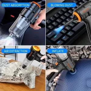 3-in-1 Portable Cordless Handheld Vacuum Cleaner – Cyclone Suction, Wireless, Rechargeable for Cars, Offices, and Homes