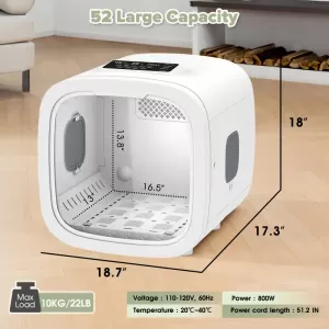 Advanced 52L Automatic Pet Dryer Box for Cats & Small Dogs - Quiet Operation, Adjustable Speed & Temperature