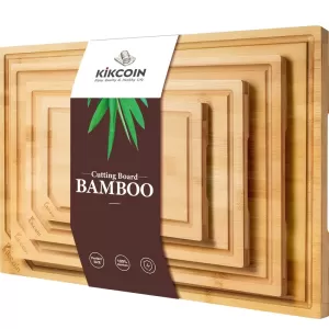 4-Piece Extra Large Bamboo Cutting Board Set with Juice Grooves – Heavy Duty for Meat, Vegetables & Fruits – The Perfect Gift for Holidays & Everyday Use