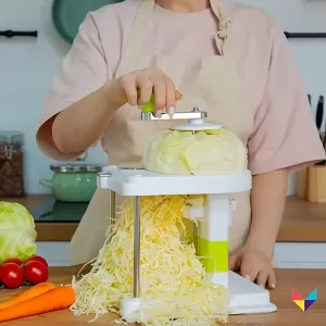 Manual Cabbage Slicer Mandolin - Metal Vegetable Cutter for Shredding Cabbage, Carrots & More - Essential Kitchen Gadget for Food Preparation