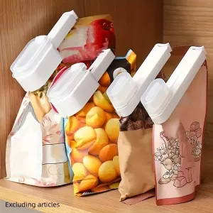 4pcs Food Sealing Bag Clips with Pour Spouts – Moisture-proof Airtight Seal for Plastic & Snack Bags – Kitchen Storage & Organization Must-Have