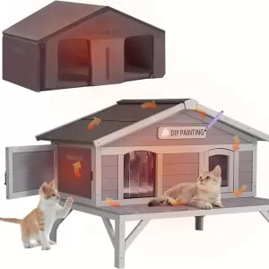 Casa para Gatos de Exterior  - Refugio Aislado e Impermeable para Gatos - Protección contra el Clima para Gatos Callejeros y de Exterior