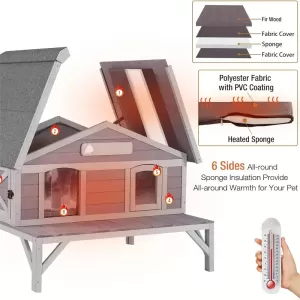 Casa para Gatos de Exterior  - Refugio Aislado e Impermeable para Gatos - Protección contra el Clima para Gatos Callejeros y de Exterior