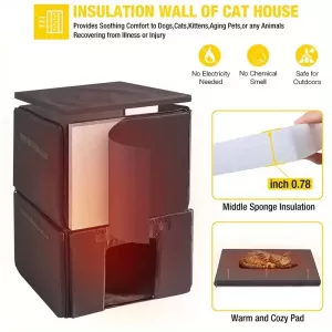 Casa para Gatos de Dos Pisos con Aislamiento Térmico – Refugio Cálido y Seguro para Gatos en Invierno