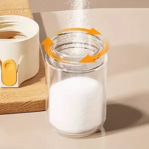 Precision Salt Dispenser with Adjustable Quantity Control – Stainless Steel & Glass for Perfect Seasoning