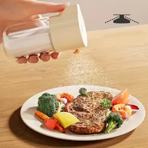 Precision Salt Dispenser with Adjustable Quantity Control – Stainless Steel & Glass for Perfect Seasoning