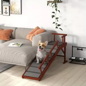 Pet Ramp for Cats - Non-Slip Surface with Removable Guardrails for Beds and Sofas, Lightweight and Durable Design