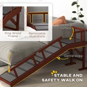 Pet Ramp for Cats - Non-Slip Surface with Removable Guardrails for Beds and Sofas, Lightweight and Durable Design
