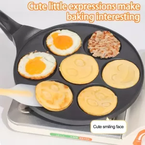 Sartén Antiadherente para Pancakes - Molde de 7 Hoyos con Mango Resistente al Calor, Fácil de Limpiar