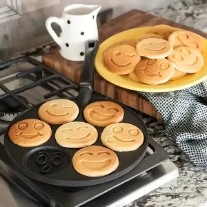 Sartén Antiadherente para Pancakes - Molde de 7 Hoyos con Mango Resistente al Calor, Fácil de Limpiar