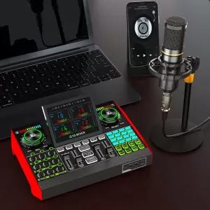 Kit Profesional de Estación de Mezcla G10 para Podcasts y DJs - Incluye Micrófono Inalámbrico, Condicionador de Energía y Sonido Envolvente 5.1