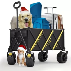 Heavy-Duty Foldable Pet Transporter Cart with All-Terrain Wheels - Ideal for Pets and Multipurpose Use